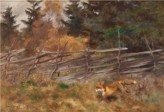 Fox in autumn landscape