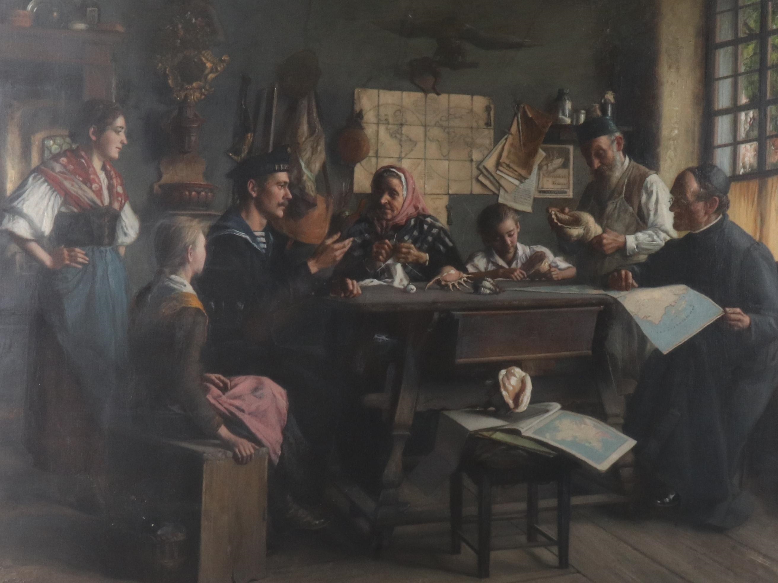 Artwork by Leopold Bara, Die Heimkehr des jungen Seemannes, Made of oil on canvas