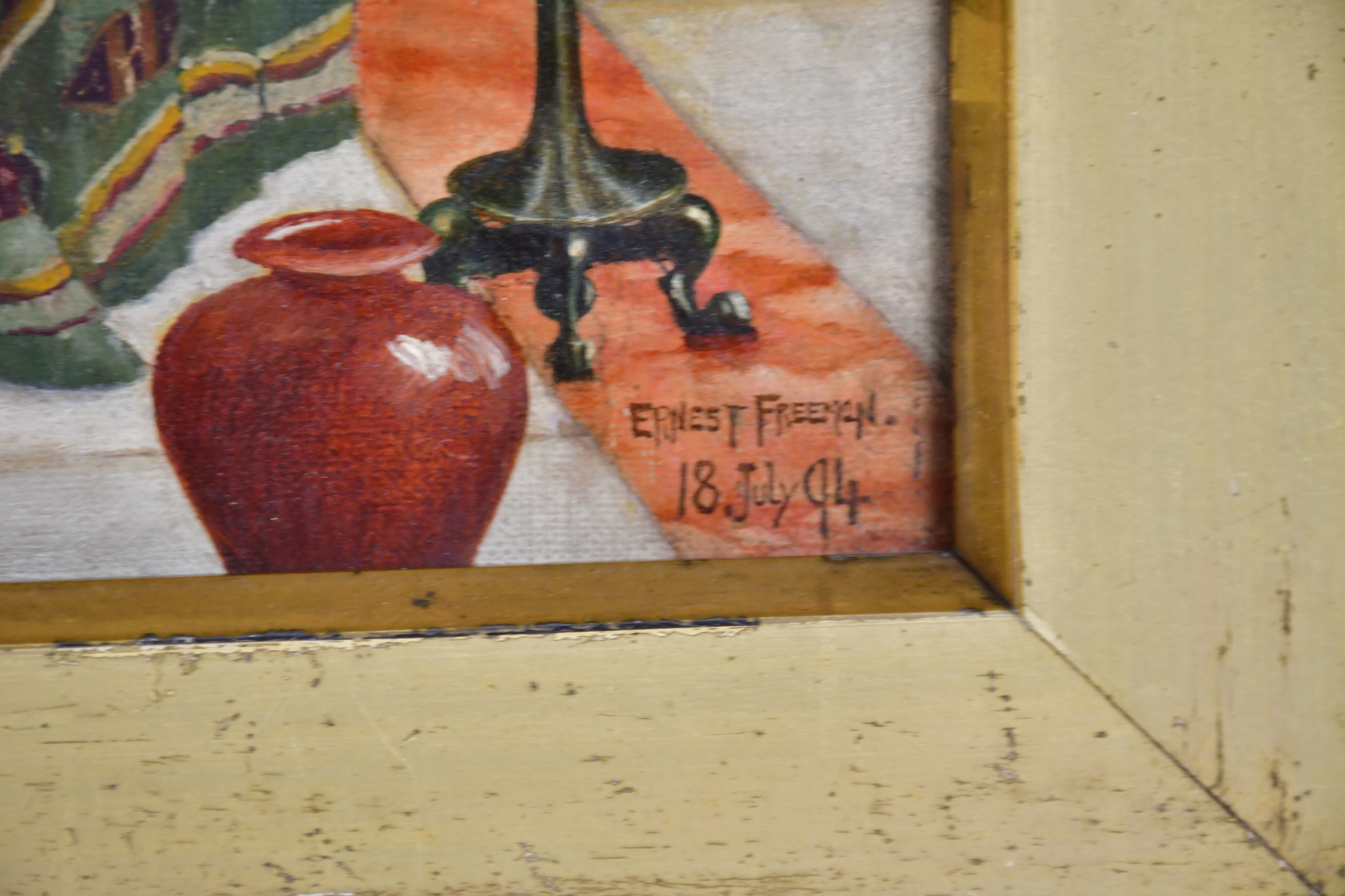 Artwork by Ernest Freeman, reclining figure on chaise longue, Made of oil on canvas