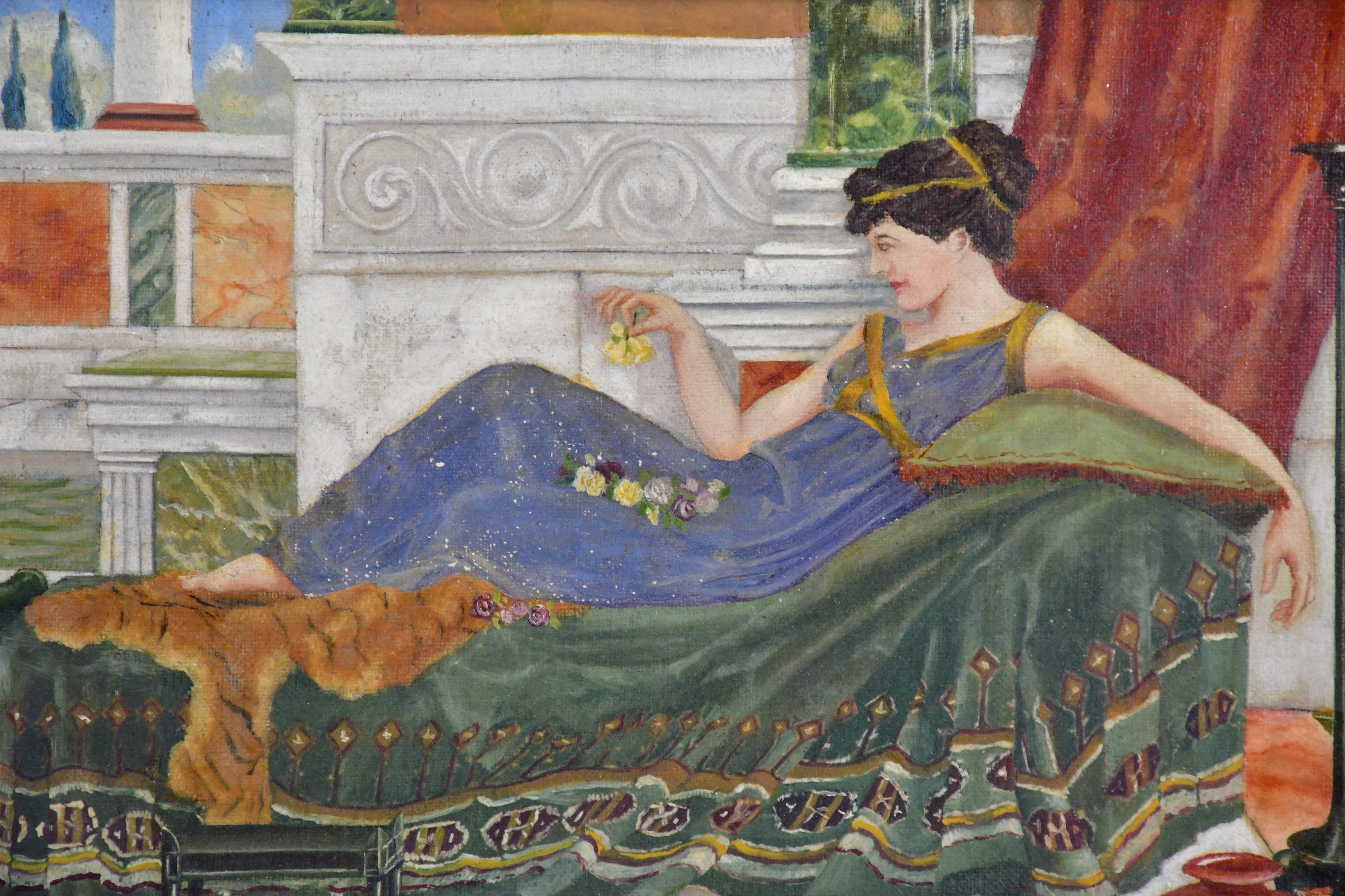 Artwork by Ernest Freeman, reclining figure on chaise longue, Made of oil on canvas