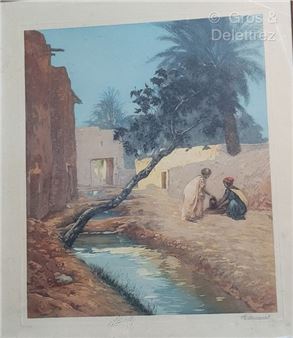 Children in front of the wadi - Charles Manuel