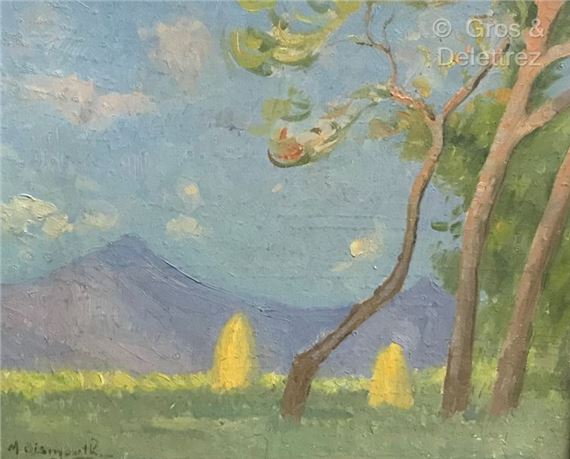 Landscape with pine trees by Maurice Bismouth