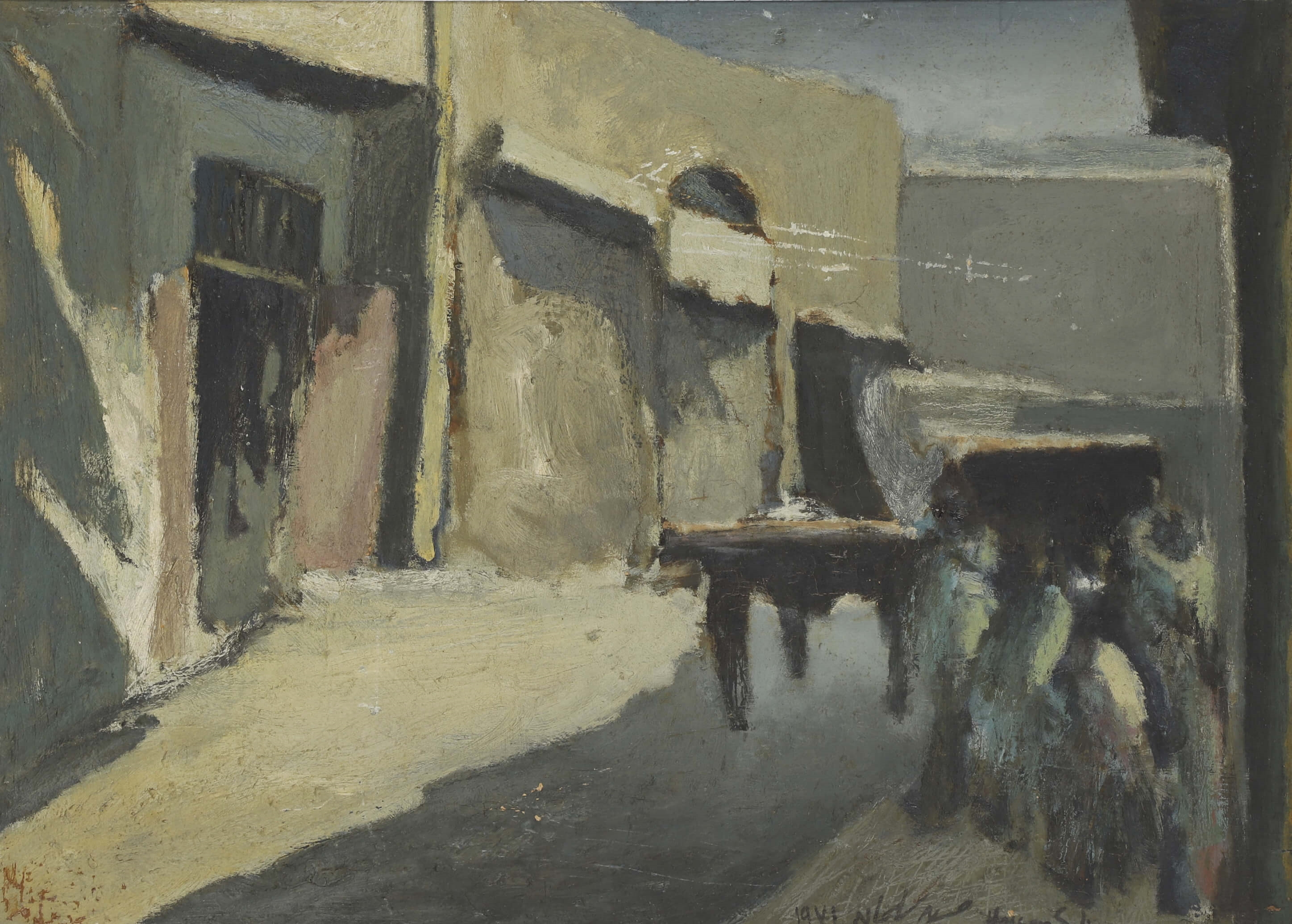 Artwork by Hassan Soliman, Vue d’une ruelle, 1971, Made of oil on panel