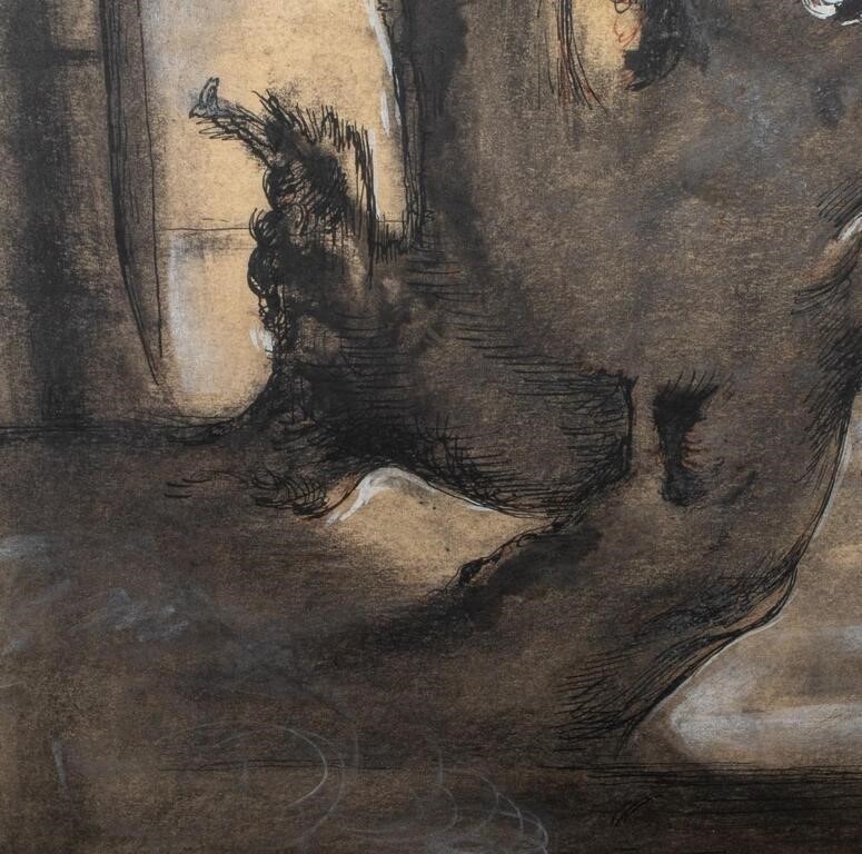 Artwork by James Rutlegde, James Rutledge Surrealist Composition Mixed Media, Made of Ink, Watercolor, and Pastel on Paper