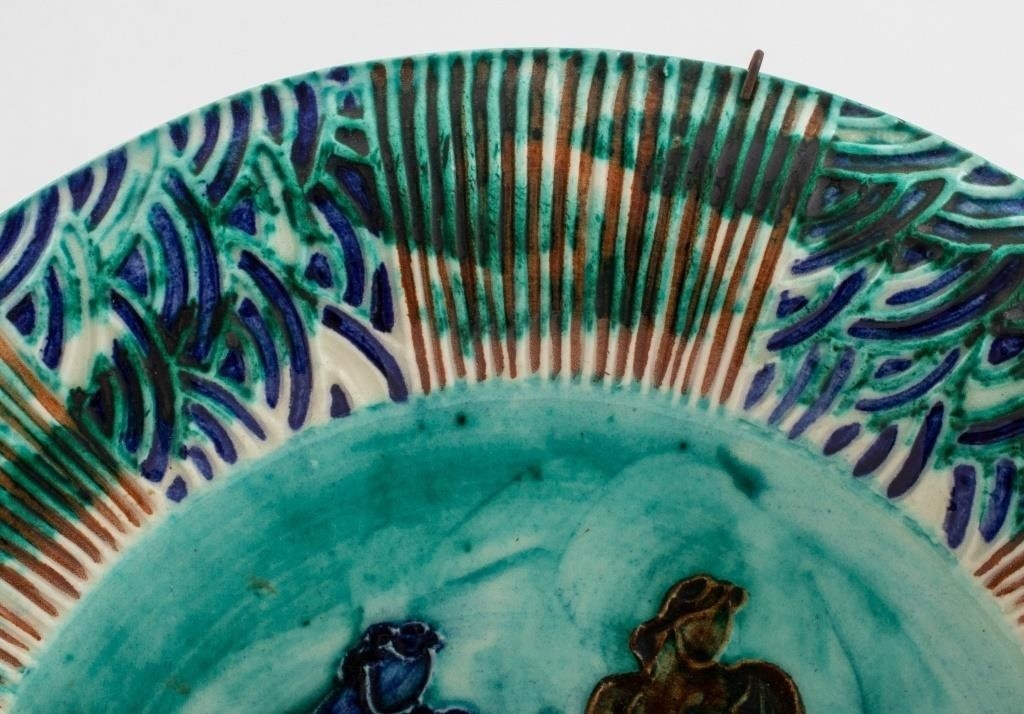 Artwork by Jean Mayodon, Jean Mayodon Ceramic Centaur & Nude Plate, Made of Enameled Ceramic