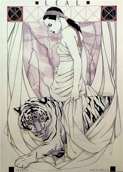 Steve Leal 'White Tiger' Framed Poster Print - Steve Leal