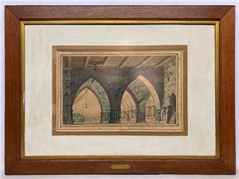 A. Cabiari "Construcción antigua" Acuarela sobre papel - A. Cabiari