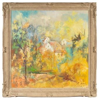 Lg. Impressionist Painting by Edward Aval. - E. Aval