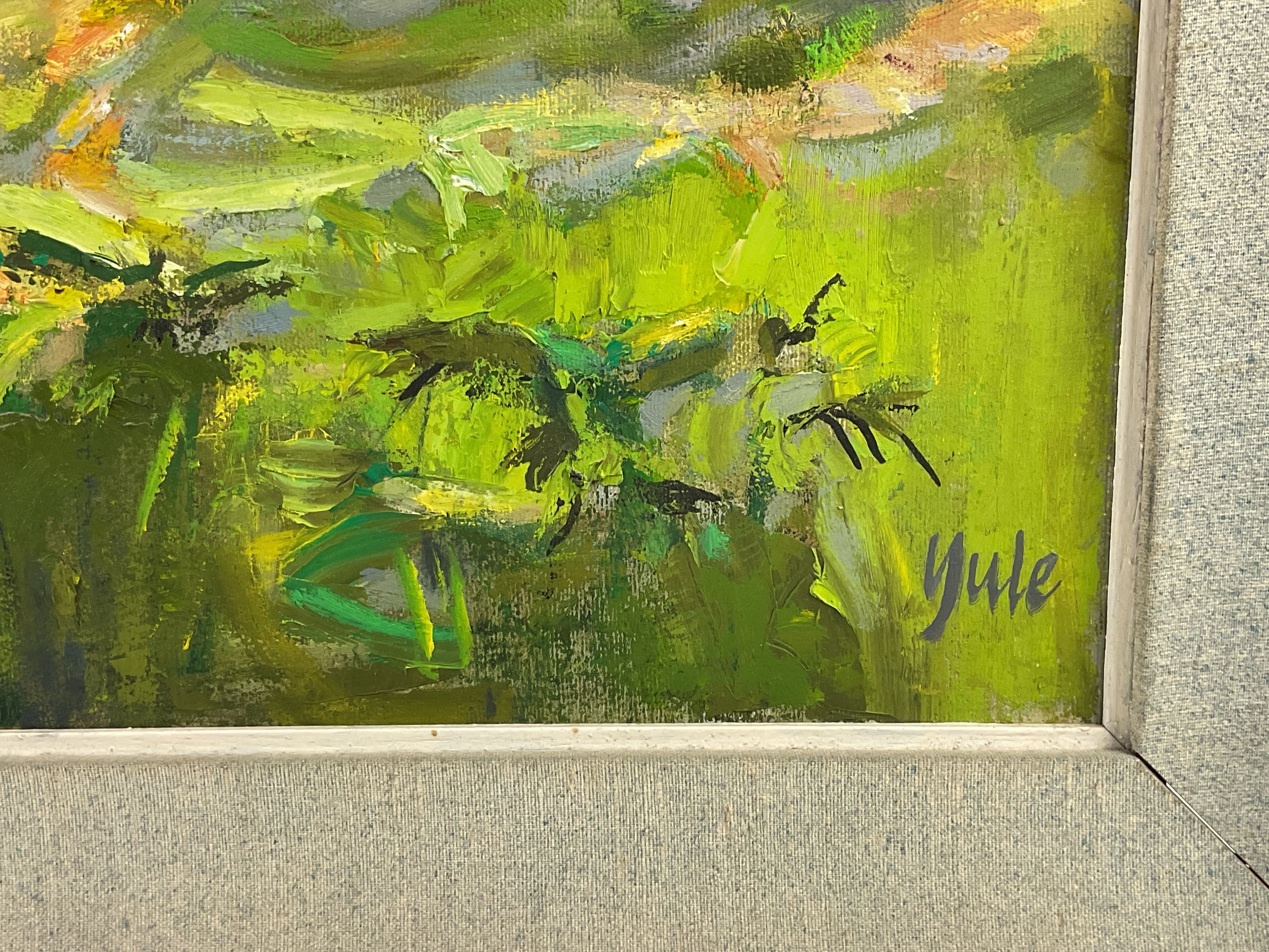 Artwork by Forbes Yule, stylised landscape, Made of oil on canvas