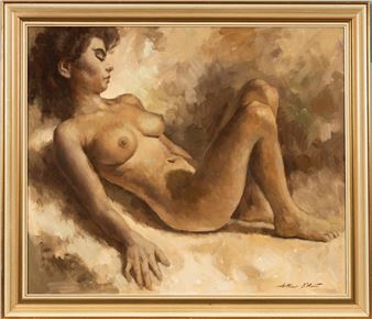 reclining female nude - Arthur O'Mant, (20th Century)