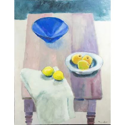 Stilleven met citroenen op tafel by Caroline Fischer