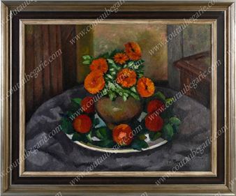Still life with a bouquet of flowers and apples. - German Vasilievich Fedorov