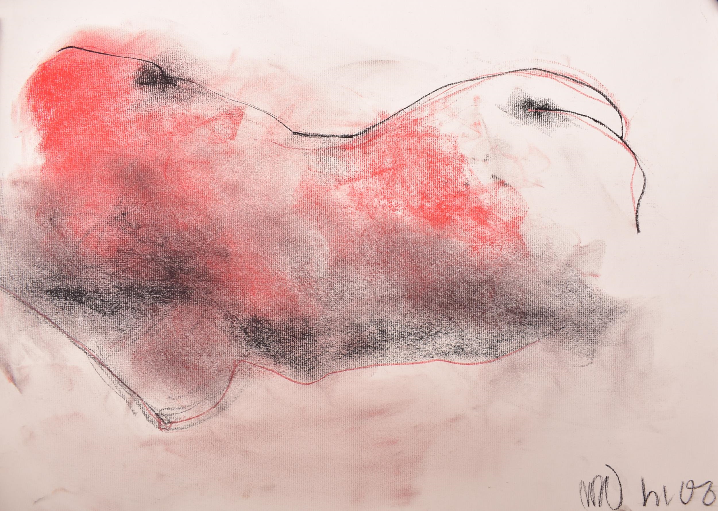 Artwork by Badri Valian, NUDE - ANDY WARHOL - 2014, Made of Charcoal and chalk on paper