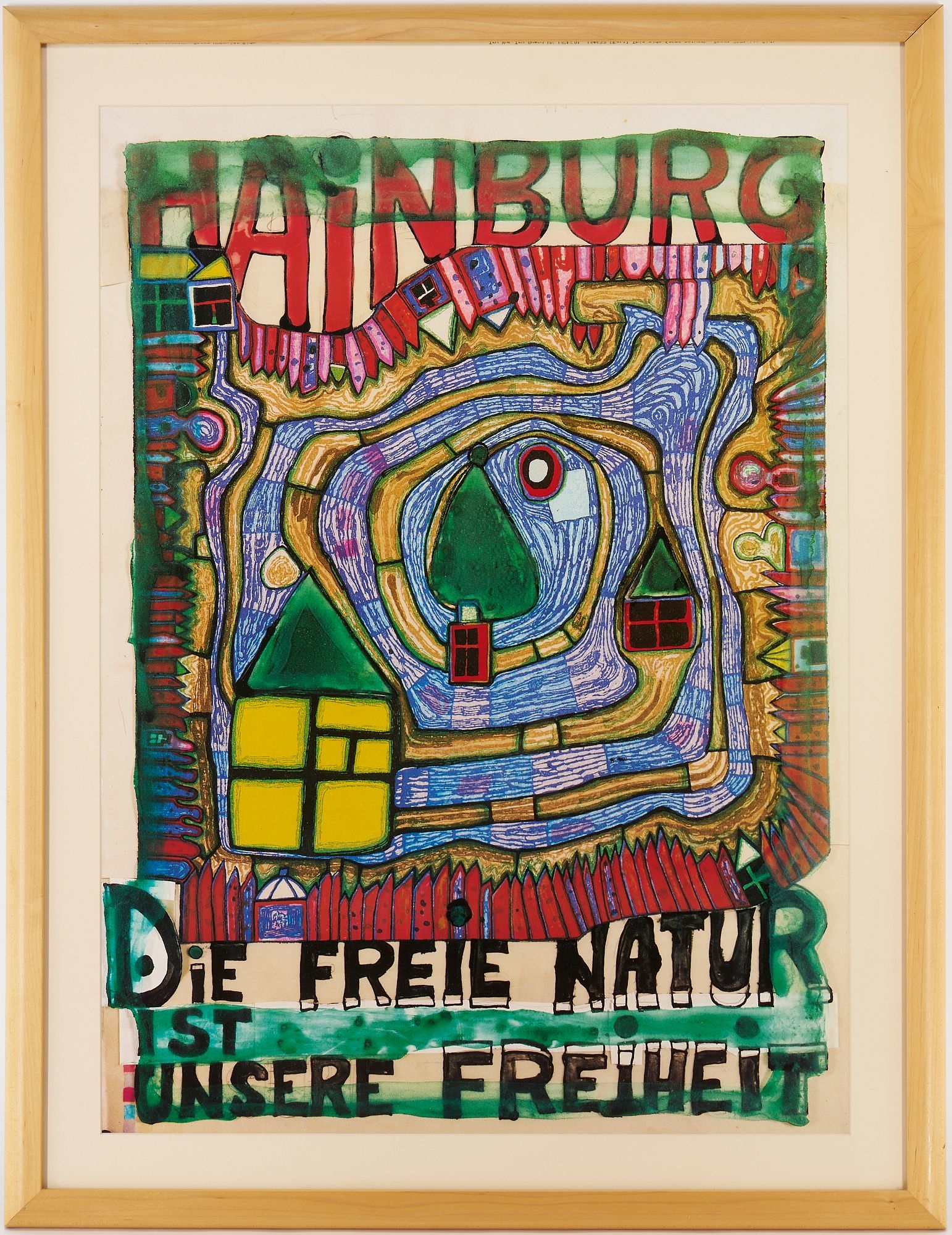 Friedensreich Hundertwasser Poster, Hainburg - Die Freie Natur Ist Unsere Freiheit by Friedensreich Hundertwasser, 1984