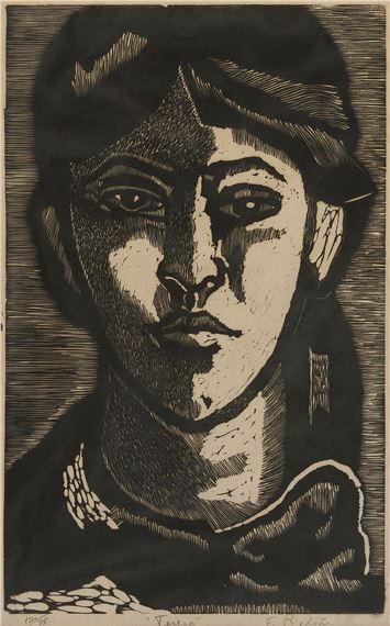Francisco Rodón | Francisco Rodon woodcut, Portrait of a Woman (20th ...