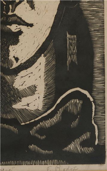 Francisco Rodón | Francisco Rodon woodcut, Portrait of a Woman (20th ...