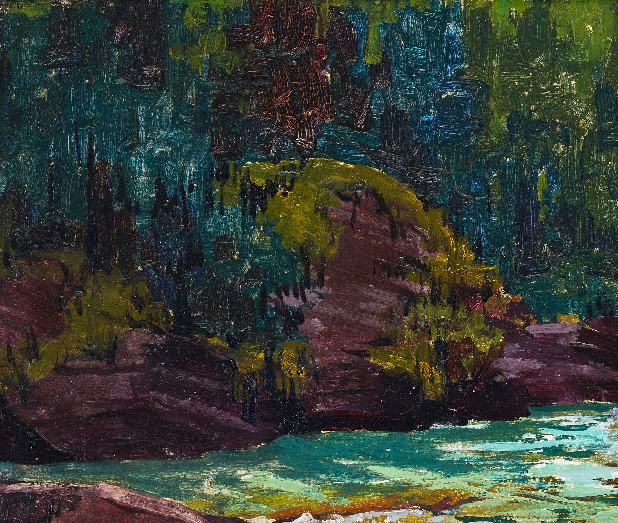 Artwork by Wilma Lucile van Slyck, Wilma Lucile Van Slyck Western Landscape, Glacier National Park, Made of oil on panel painting