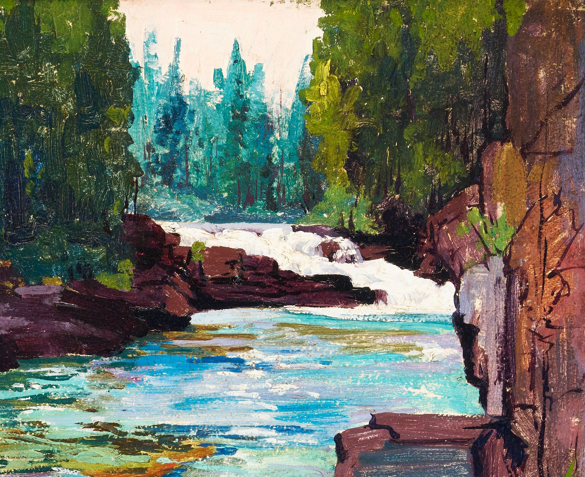 Artwork by Wilma Lucile van Slyck, Wilma Lucile Van Slyck Western Landscape, Glacier National Park, Made of oil on panel painting