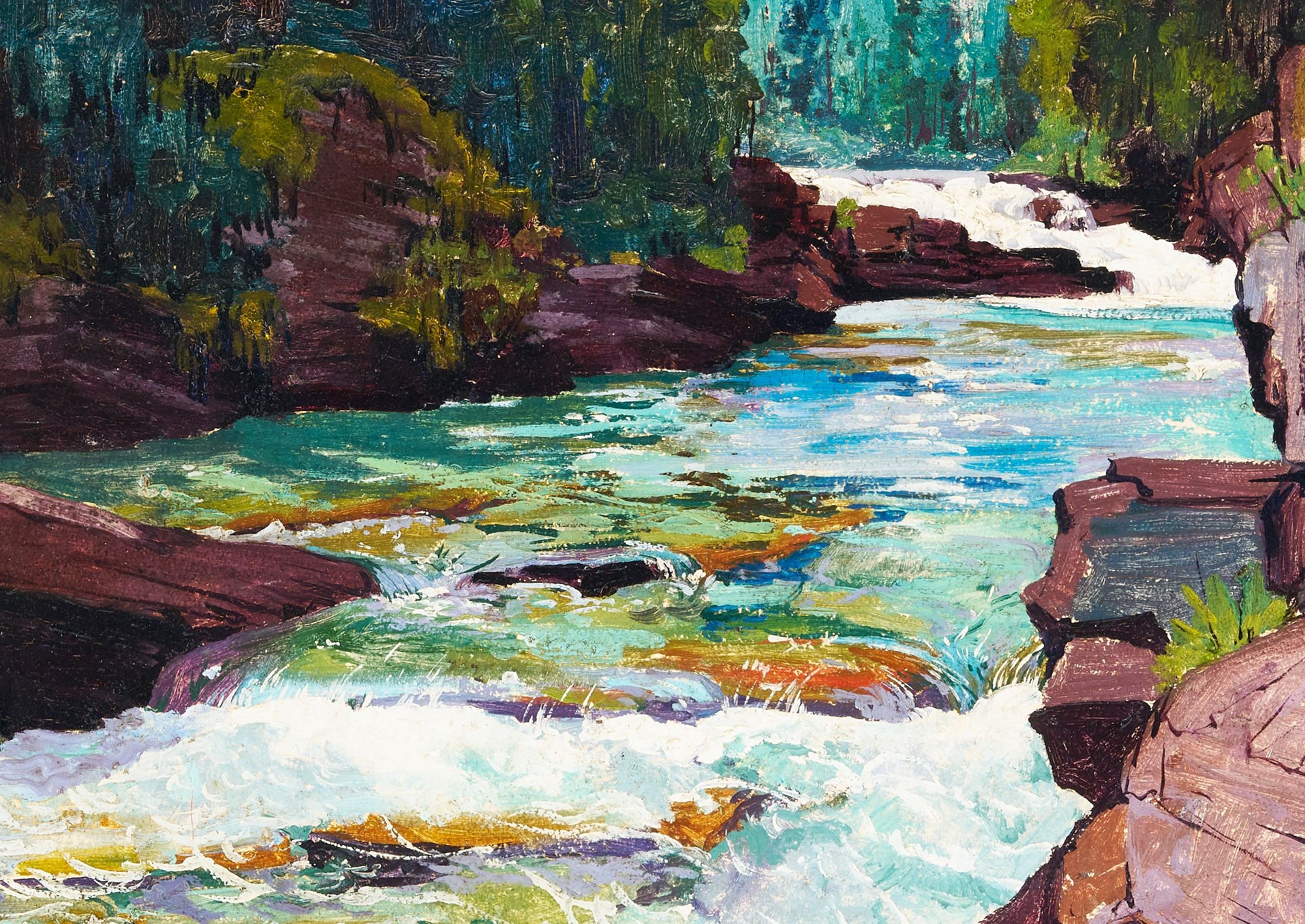 Artwork by Wilma Lucile van Slyck, Wilma Lucile Van Slyck Western Landscape, Glacier National Park, Made of oil on panel painting