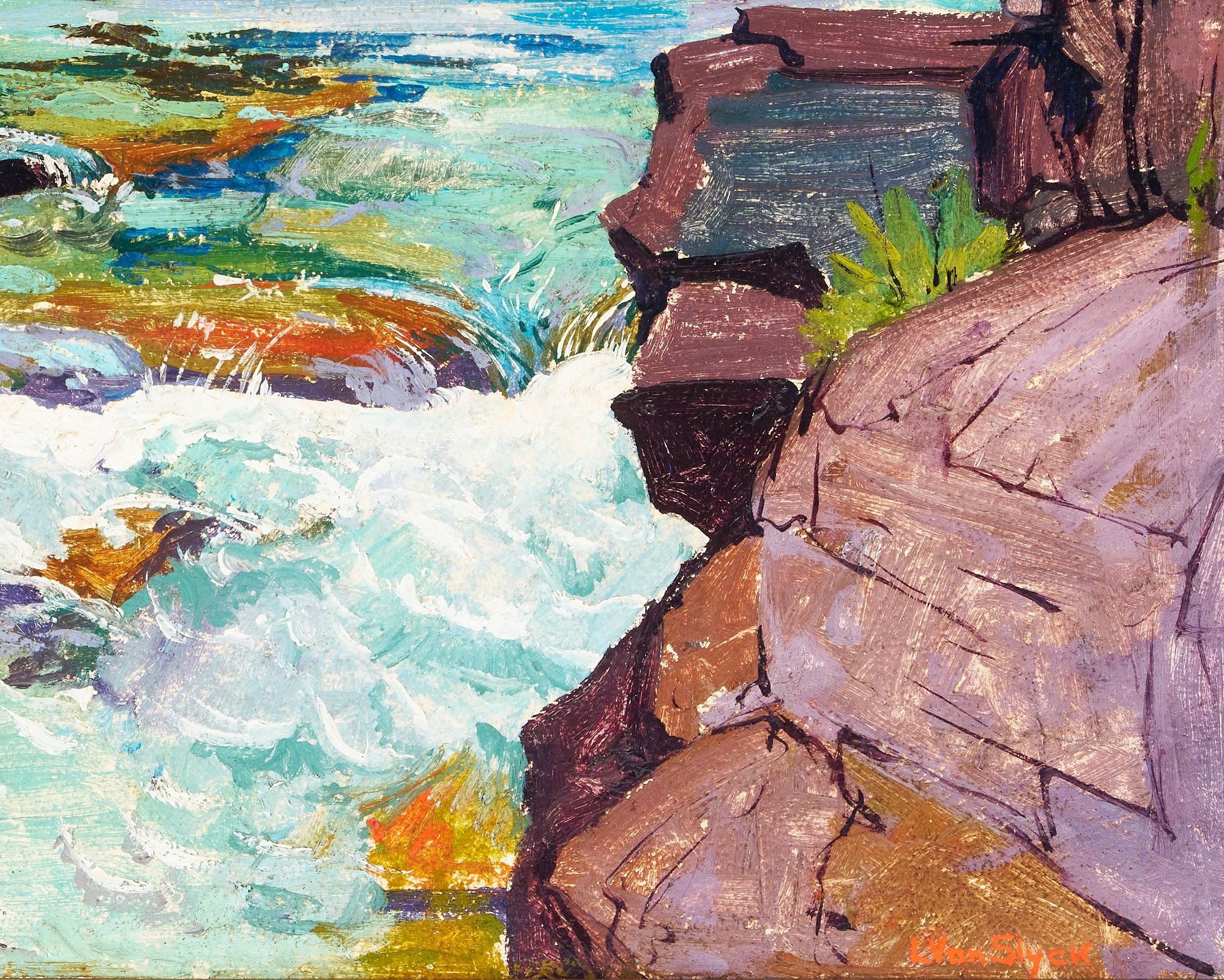 Artwork by Wilma Lucile van Slyck, Wilma Lucile Van Slyck Western Landscape, Glacier National Park, Made of oil on panel painting