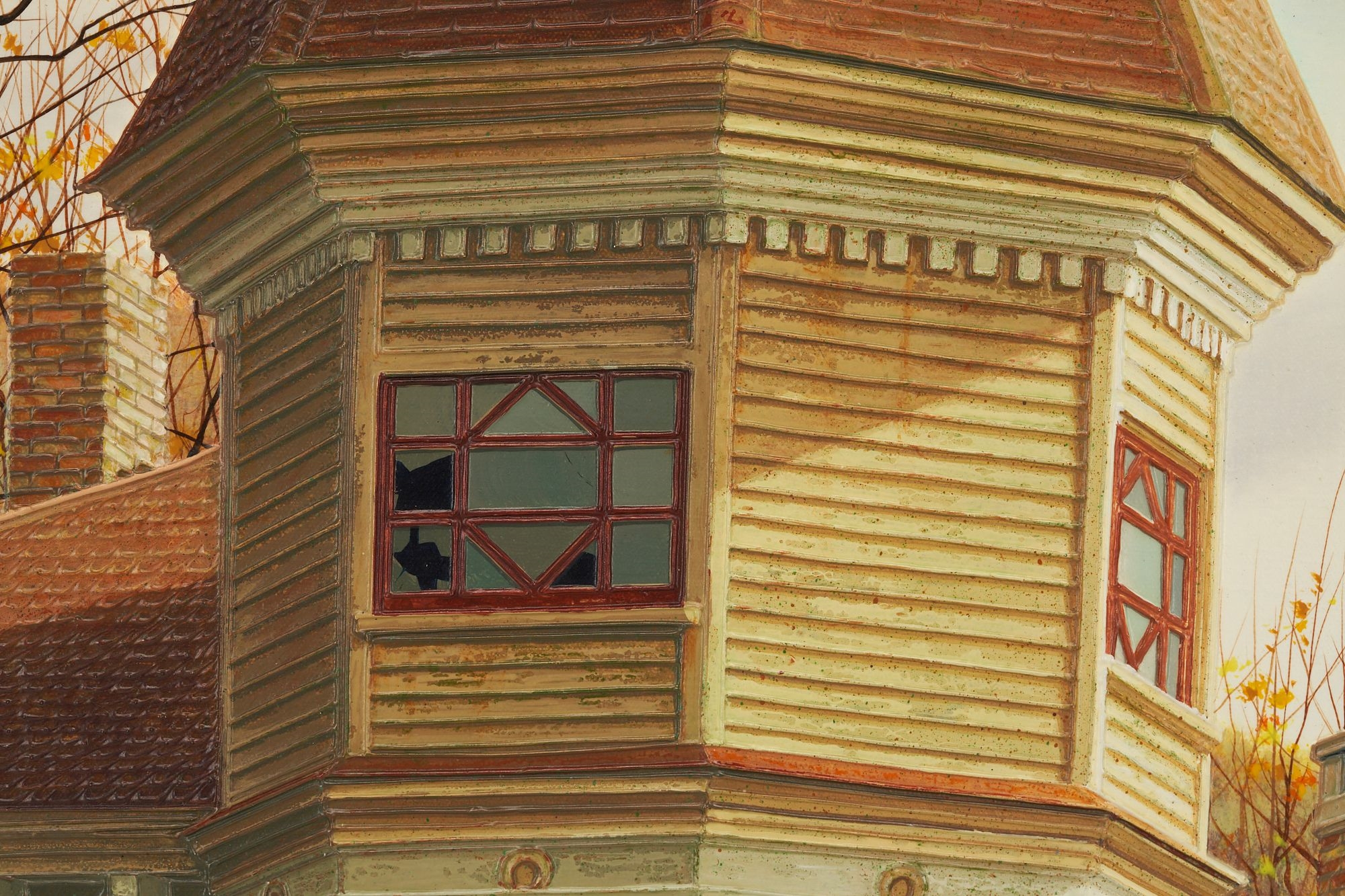 Artwork by Douglas K. Gifford, Douglas Gifford Oil Painting, Crawford's Notch Train Station, New Hampshire, Made of acrylic on canvas painting