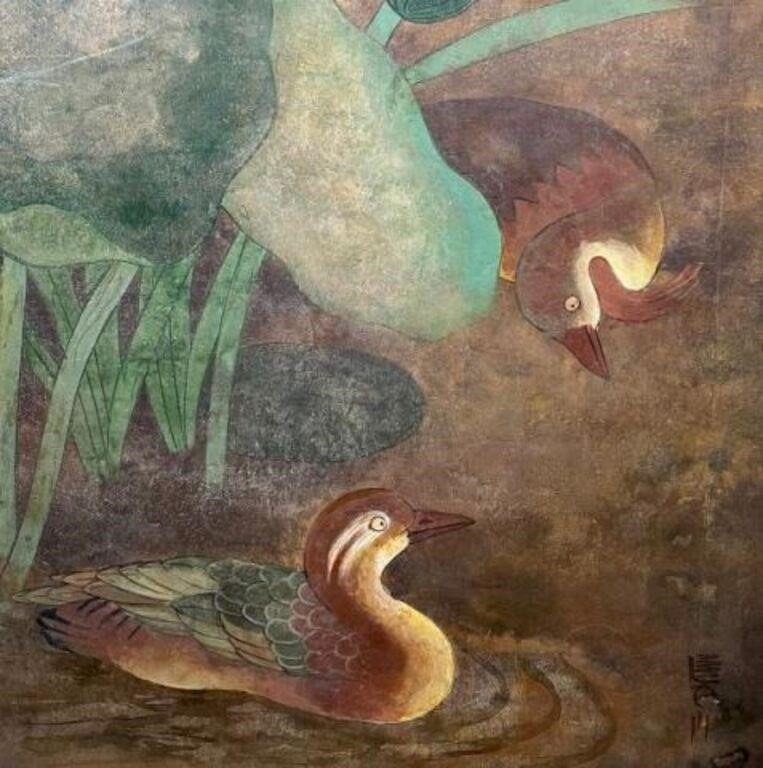 Karl Mann | Large Painting of Water Lillies by Lim Ha Shan. | MutualArt