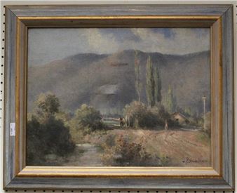 Enrique Swinburn Kirk (Chilean 1859-1929) Mountainous landscape in summer - Enrique Swinburn Kirk