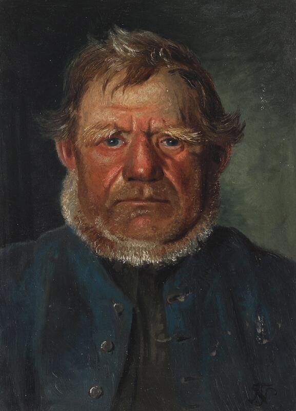A sailor in a blue jacket by Thorvald Simon Niss, 1878