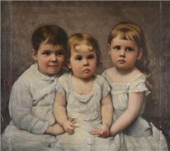 James Reeve Stuart Oil on Canvas Three Children - James Reeve Stuart
