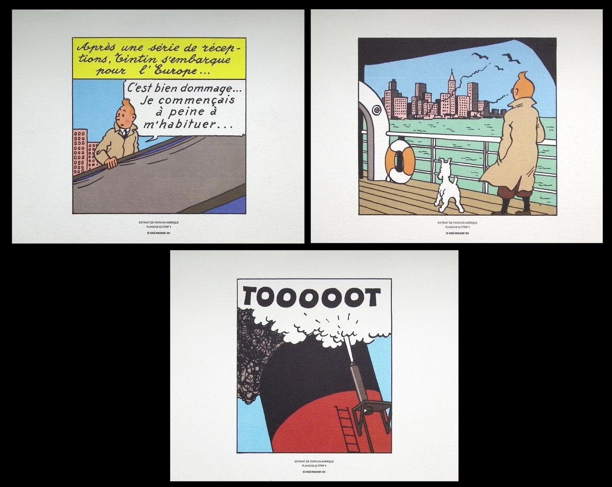 Hergé : Tintin : 6 albums ; Tintin en Amérique en 1ere édition à dos imprimé de 1965 (B35), Le