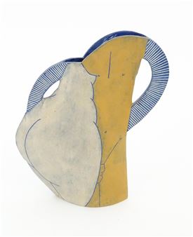 A modern studio pottery vase by Jude Jelfs modelled as two n - Jude Jelfs