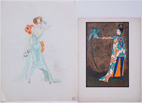 Two Costume/Dress Design Illustrations by Hilary Knight
