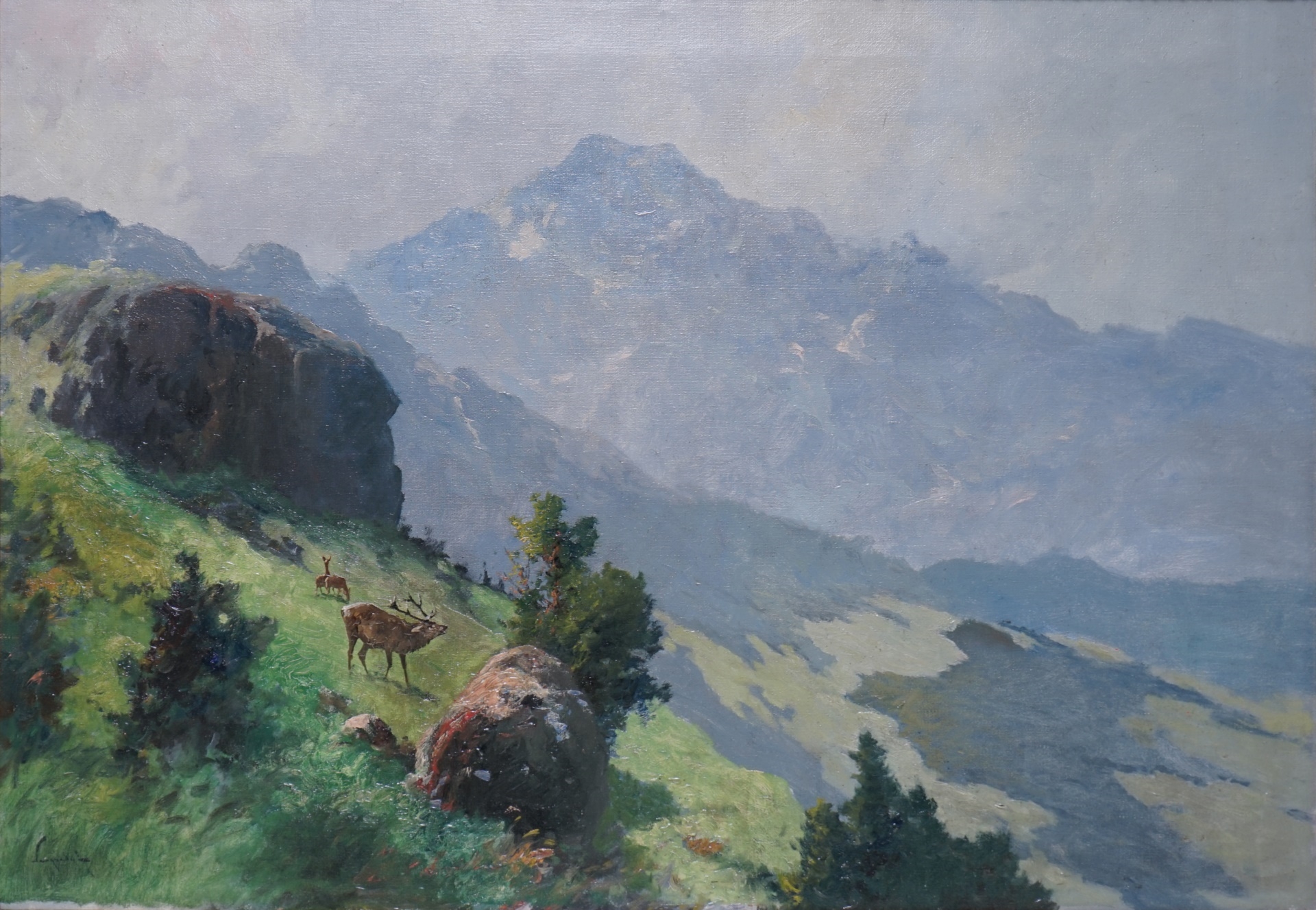 Stag in a Landscape - Hungarian School, 20th Century
