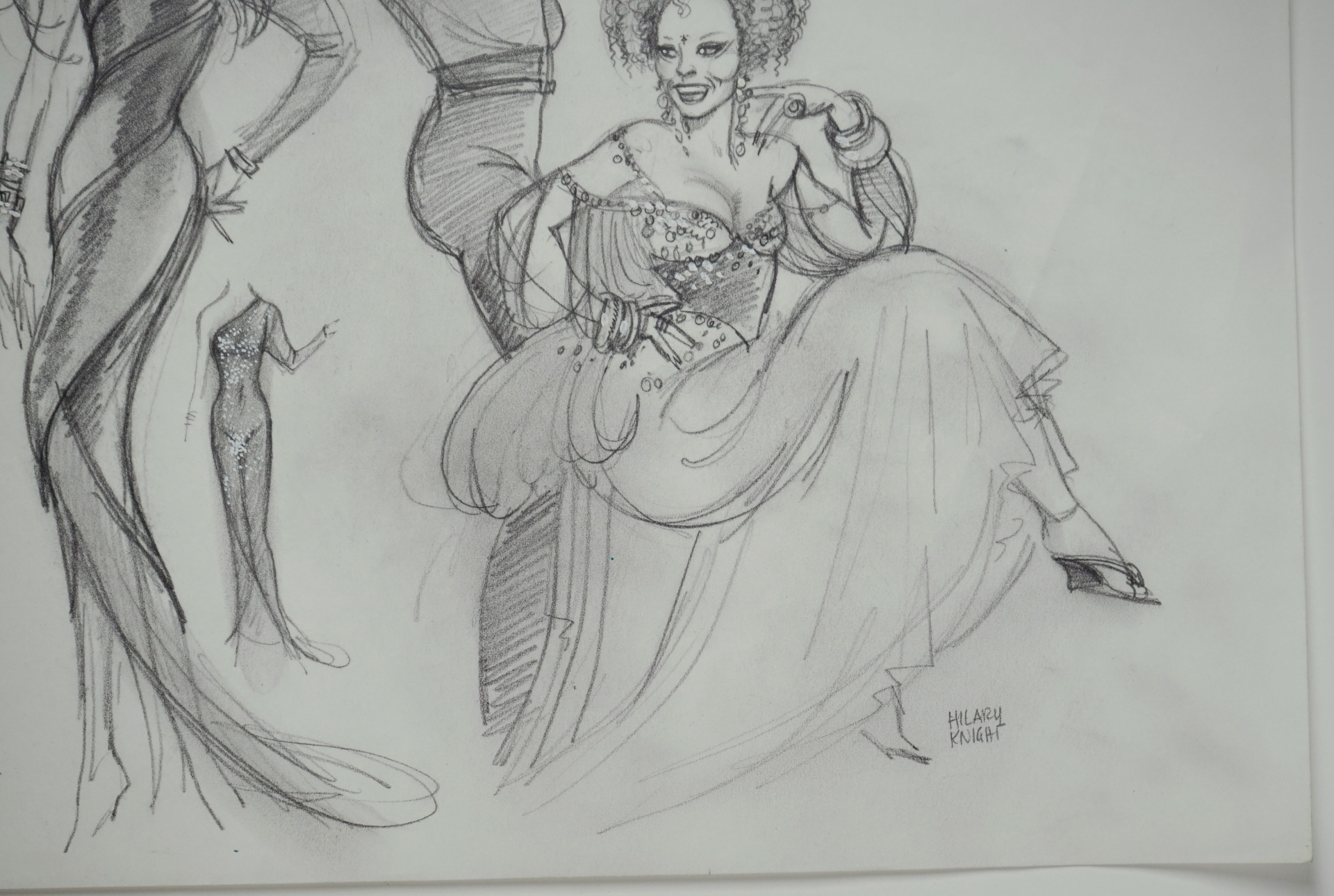 Artwork by Hilary Knight, Four Costume Design Illustrations from "Pepe Le Moko", Made of Watercolor and pencil on paper