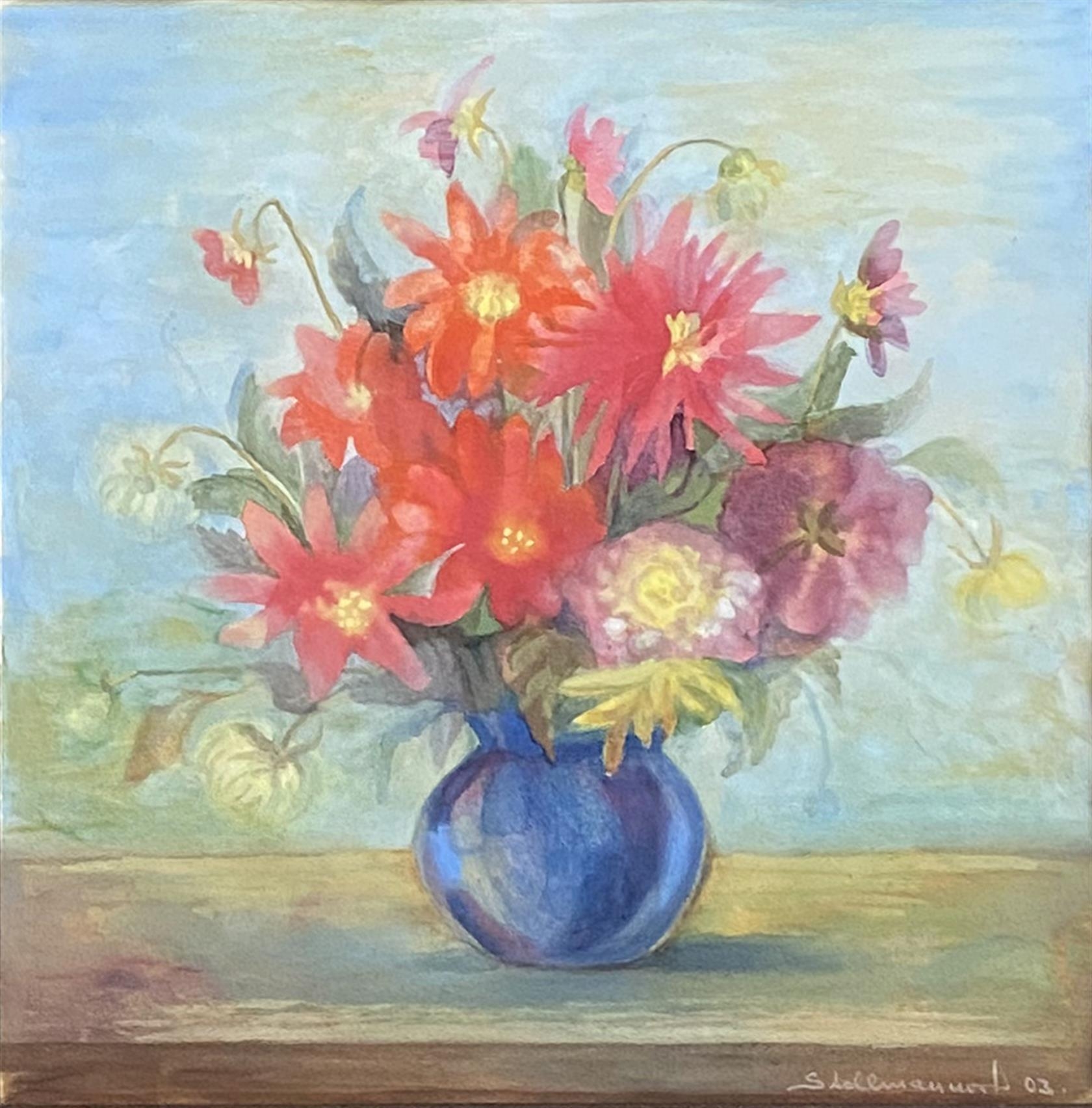 Artwork by Alžbeta Štollmannová, Letné zátišie, Made of gvaš, materiál: papier