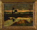 Abendliche Seelandschaft mit Kapelle by Adolf Frey-Moock