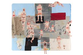 Works on recycled paper by Nú Barreto on view at his fourth exhibition at Galerie Nathalie Obadia
