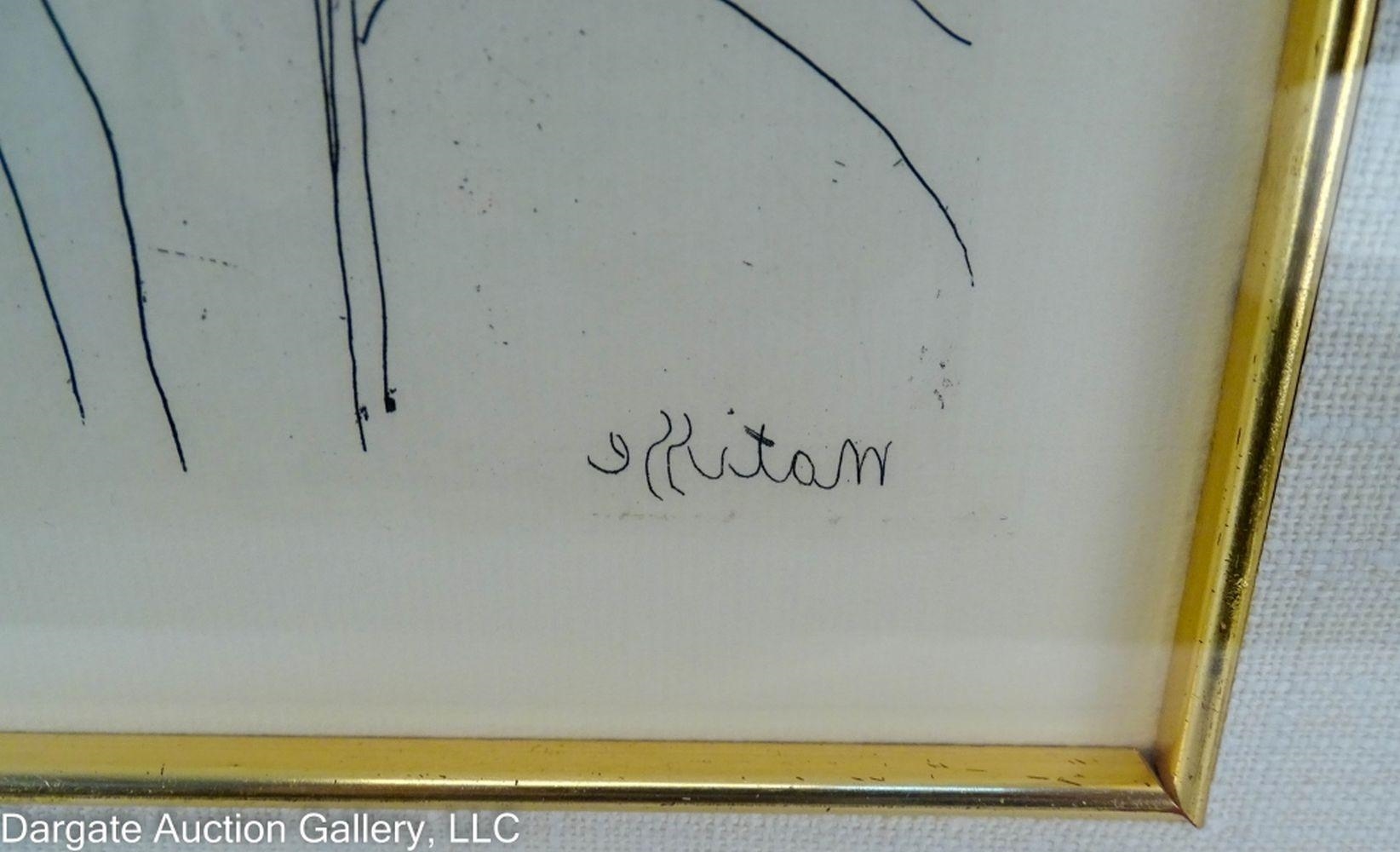 Artwork by Paul Matisse, b. 1933) La Cite  Notre Dame Etching. Signed in plate, Made of glass in gilt wood