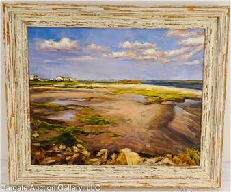 XXI) Local PA Artist; Shore scene oil on canvas. Jonelle did many shore scene's from Cape May - Jonelle Summerfield