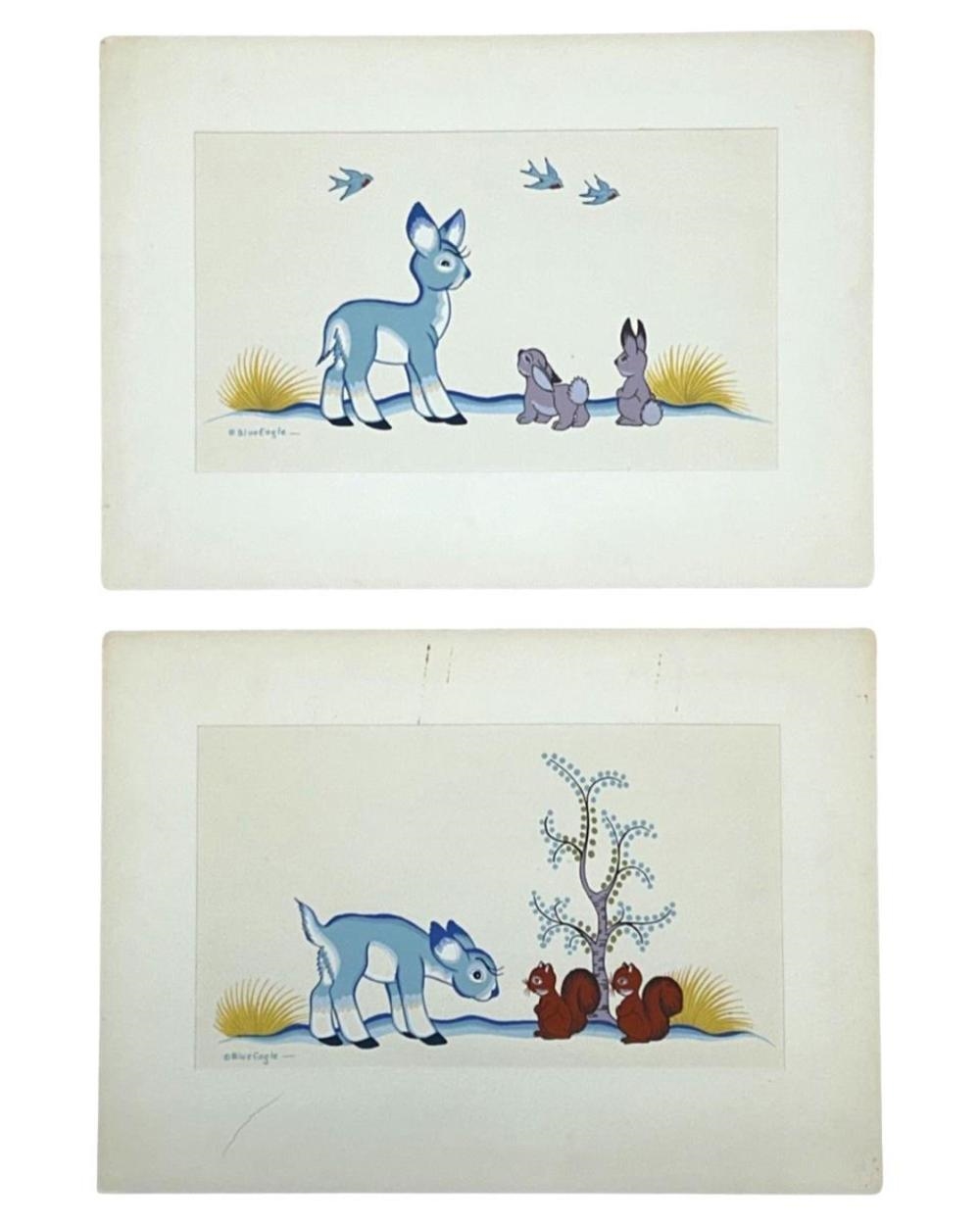 Acee Blue Eagle | 2pc. Acee Blue Eagle “The Little Blue Deer Lithos ...
