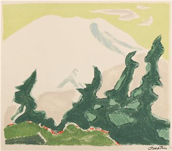 Paul Morgan Gustin ''Untitled'' (Mount Rainier) 1953 Woodcut - Paul Morgan Gustin