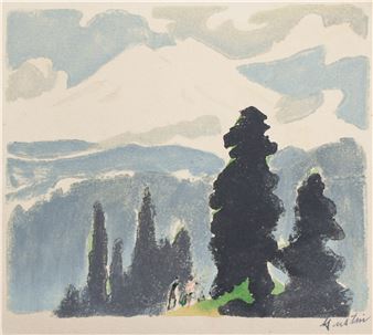 Paul Morgan Gustin ''Rainier from the Southwest'' 1948 Woodcut - Paul Morgan Gustin