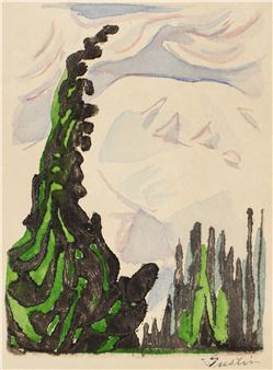 Paul Morgan Gustin ''Rainier Tree'' 1939 Color Woodcut - Paul Morgan Gustin