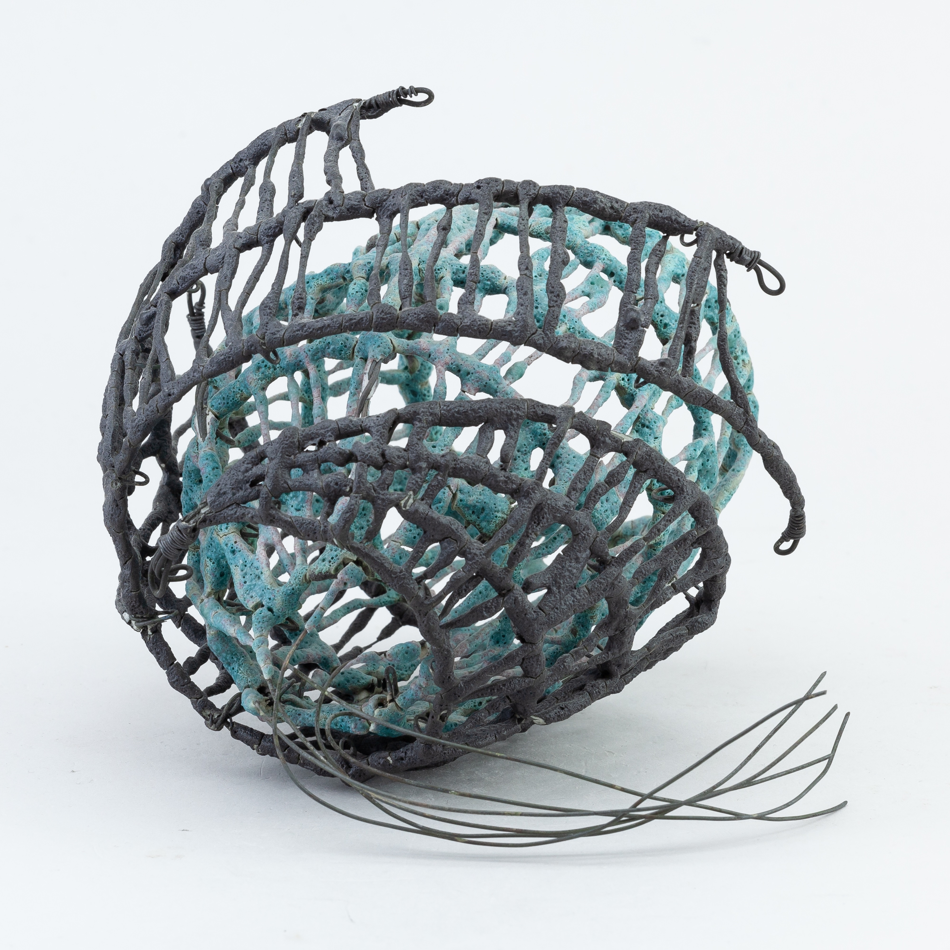 Lesley Risby | a small double basket form made of nichrome wire coated ...