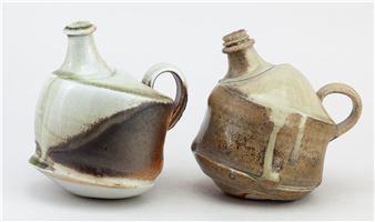 a wood fired porcelain pouring vessel partially covered in celadon glaze - Ben Brierley