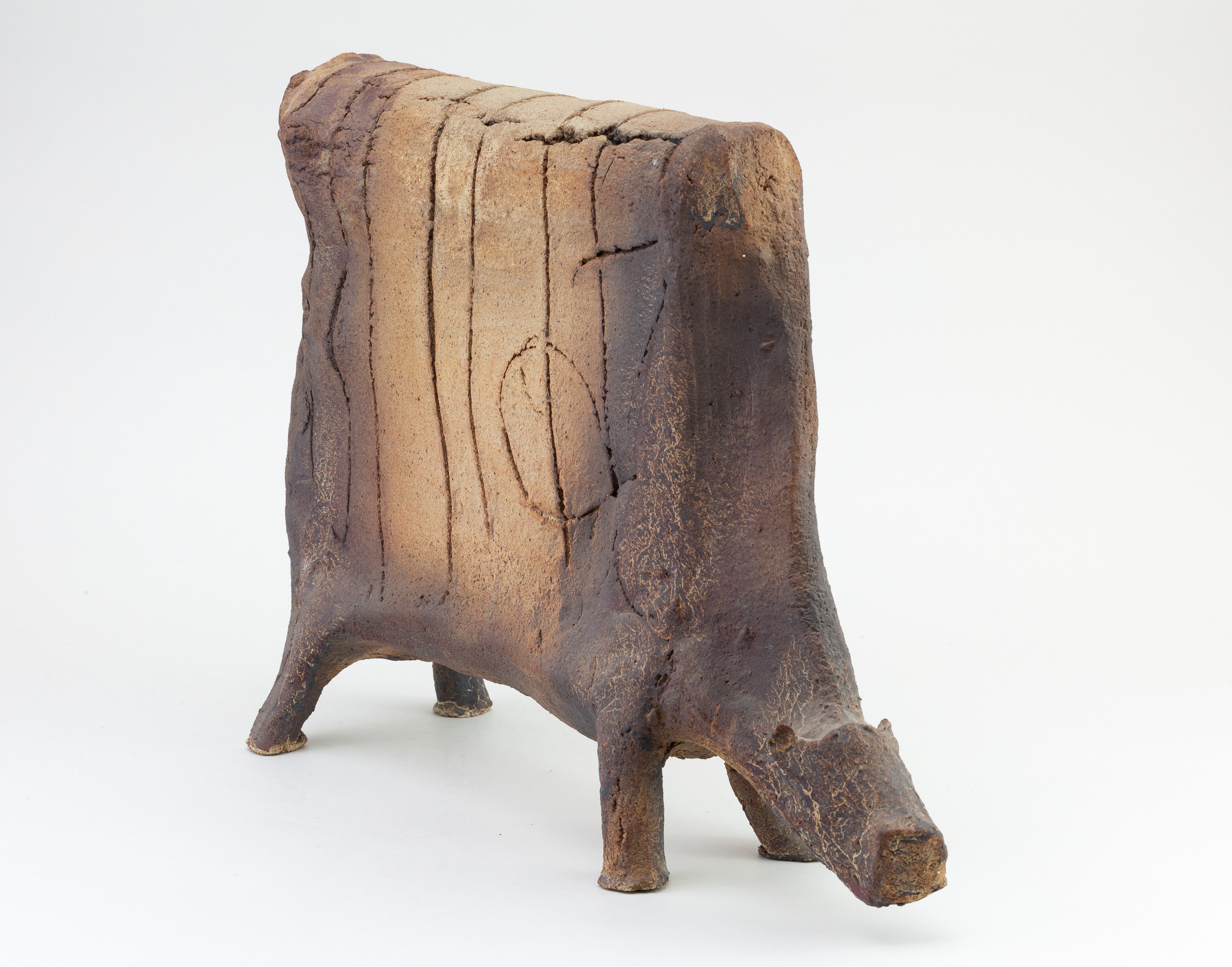 Lawson Rudge | a large stoneware sculpture of a stylised cow | MutualArt