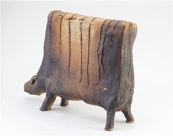 Lawson Rudge | a large stoneware sculpture of a stylised cow | MutualArt