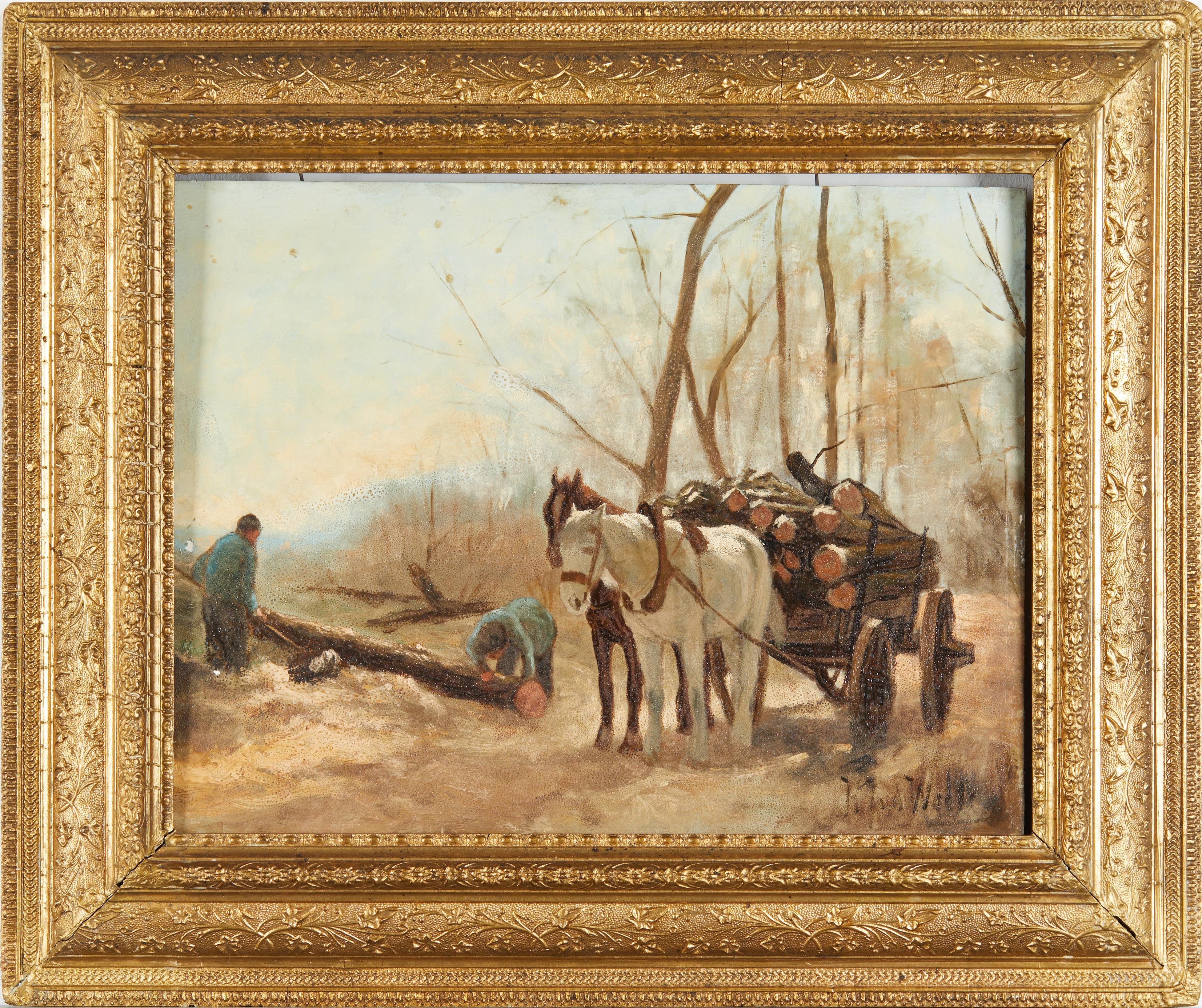 Artwork by Herman Johannes van der Weele, Holzarbeiten im Wald, Made of oil on canvas