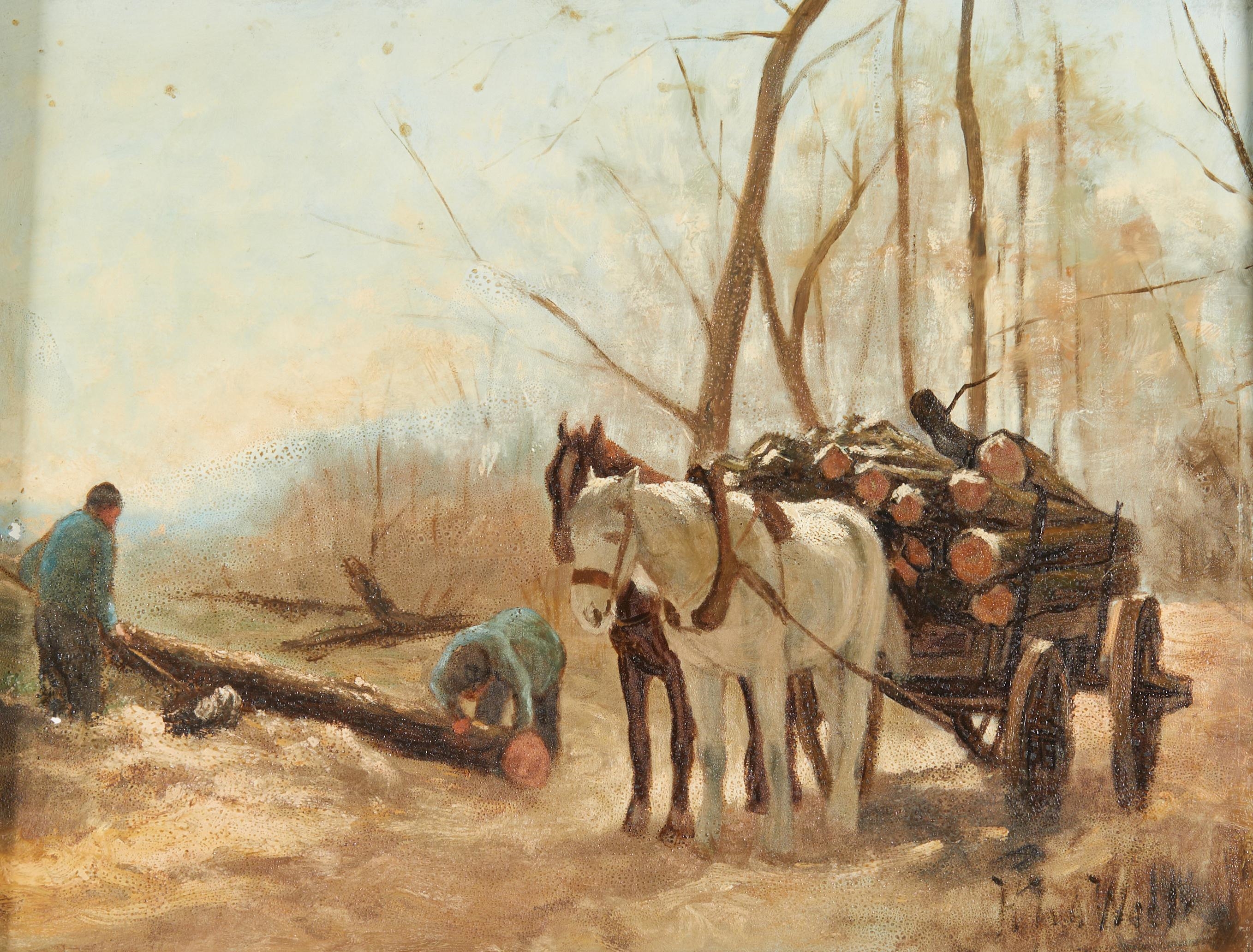 Artwork by Herman Johannes van der Weele, Holzarbeiten im Wald, Made of oil on canvas