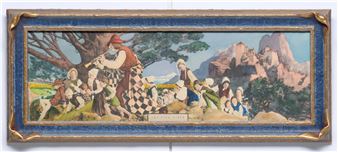 A VERY RARE MAXFIELD PARRISH HAND COLORED PRINT C. 1909 - Maxfield Parrish